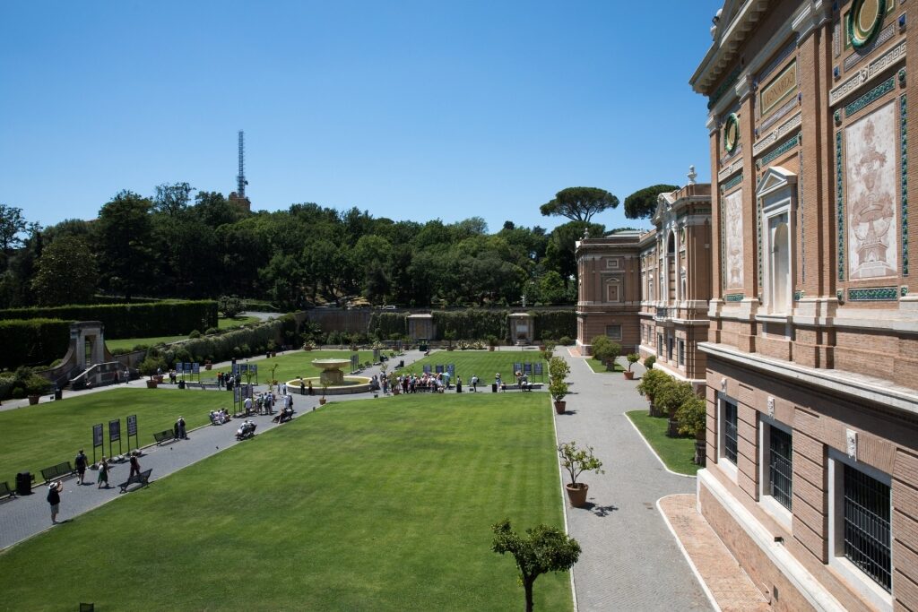 Lush landscape of Vatican Museums in Vatican City, Italy