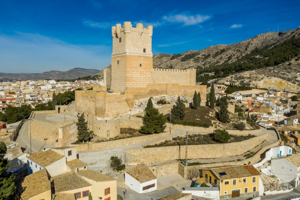 View of Atalaya Castle, Alicante towering over the town