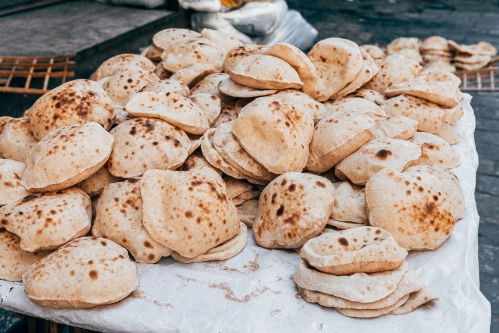 Aish baladi being sold at a street market