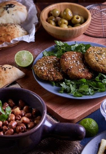 Table full of Egyptian food