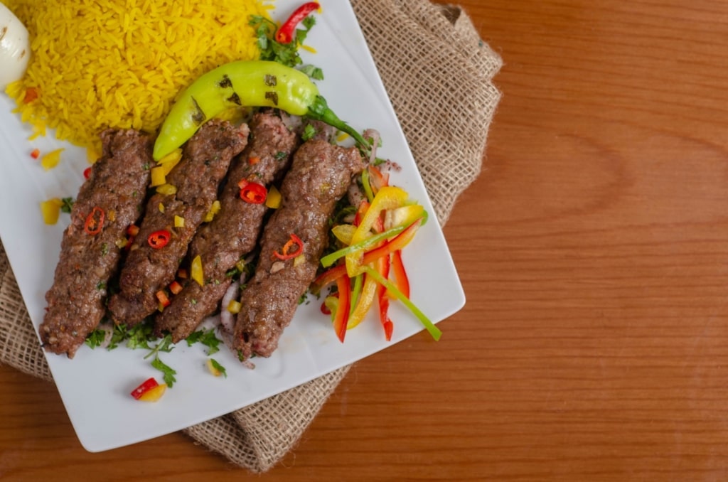 Plate of tasty kofta kebab