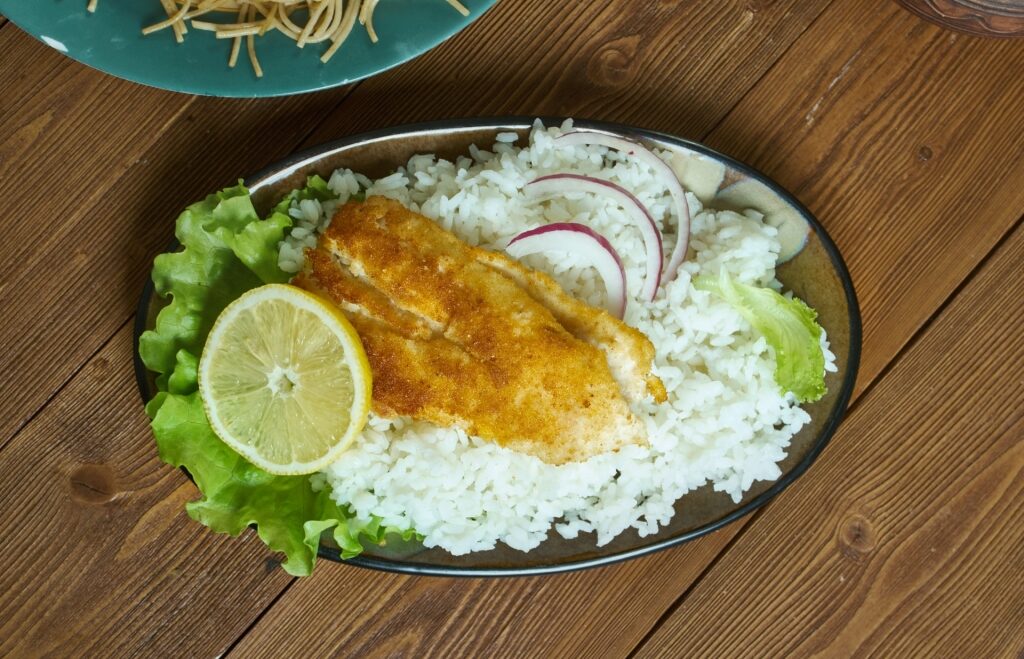 Sayadeya featuring fried white fish