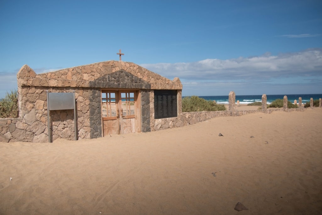 View of Cofete village with brown sands