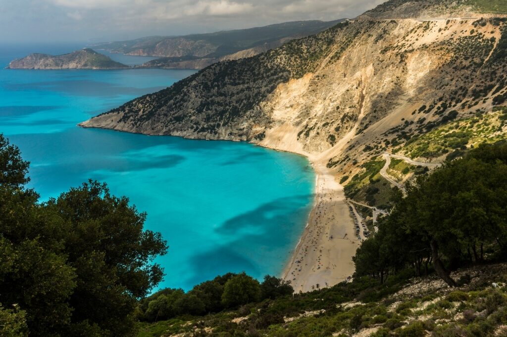 Turquoise waters of Myrtos Beach, Myrtos, Kefalonia
