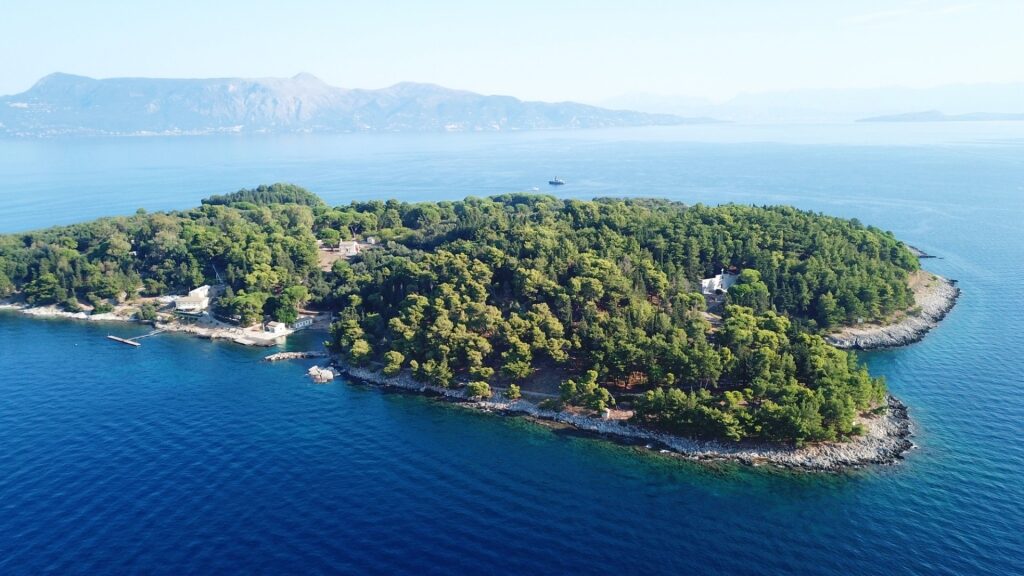 Aerial view of Vidos Island, Corfu