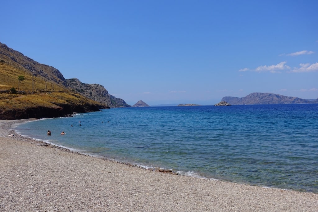 Quiet beach of Vlychos Beach, Hydra