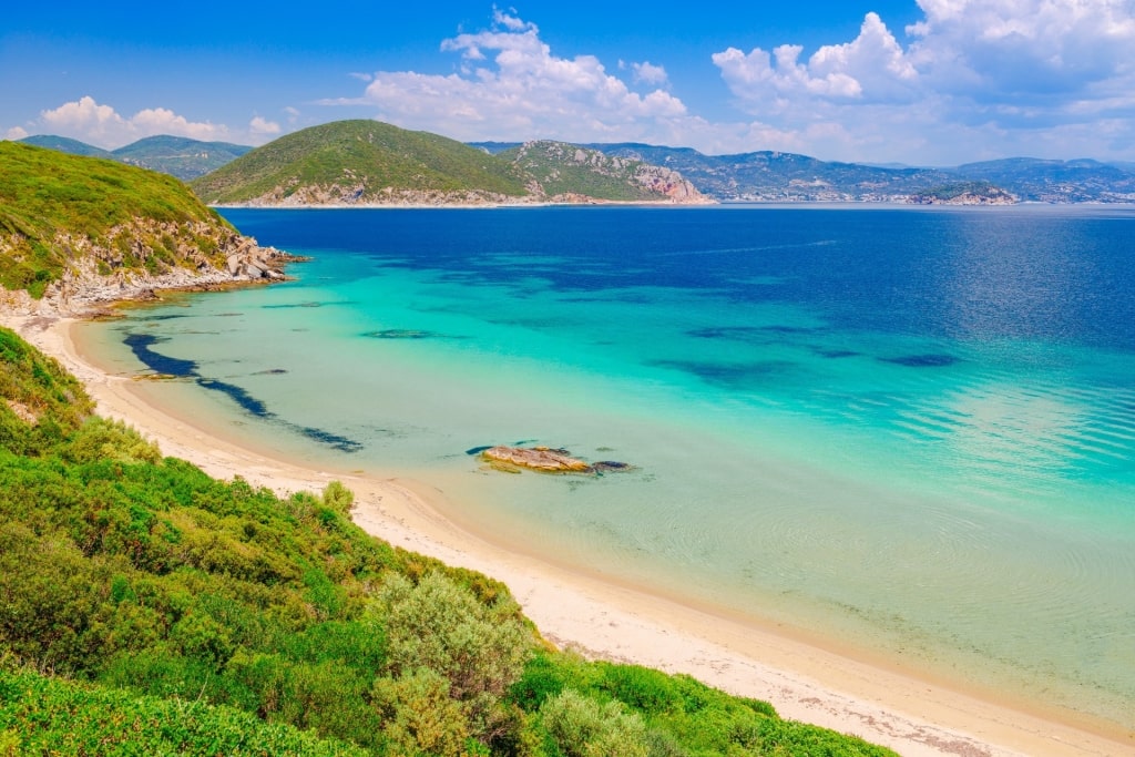 Clear waters of Vrasidas Beach, Kavala