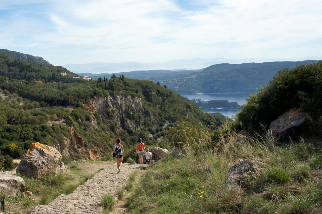 People hiking the Corfu Trail, Corfu