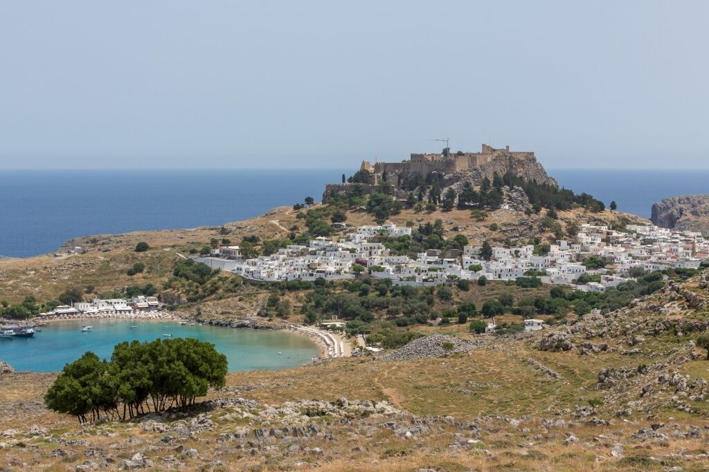 Picturesque landscape of Lindos Acropolis, Rhodes
