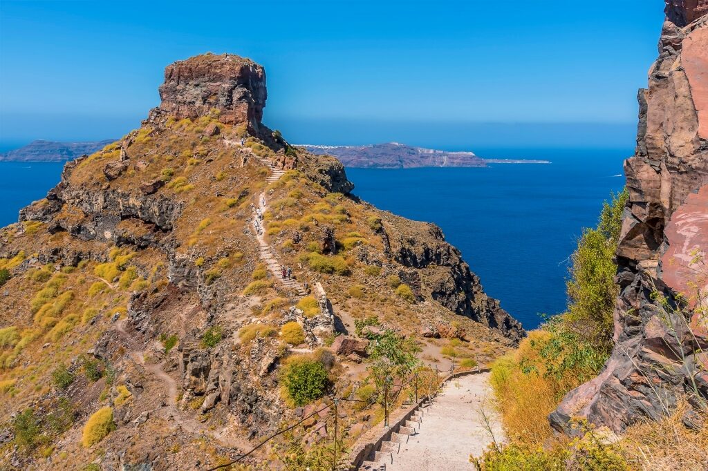 View of the iconic Skaros Rock, Santorini