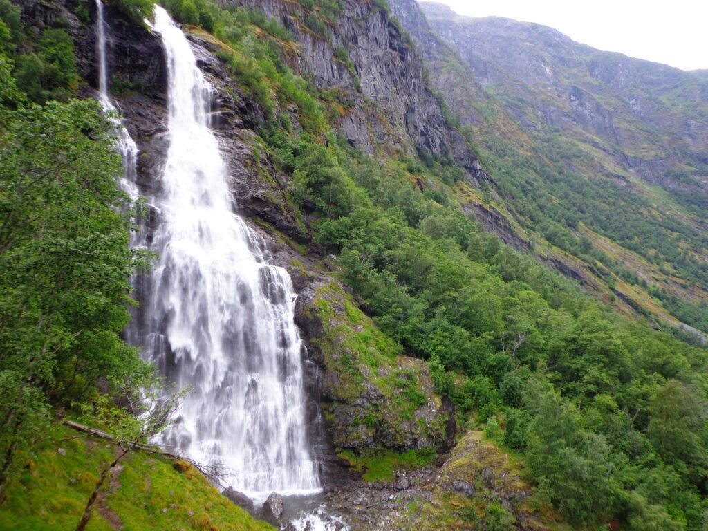Majestic waterfall of Brekkefossen, Flam
