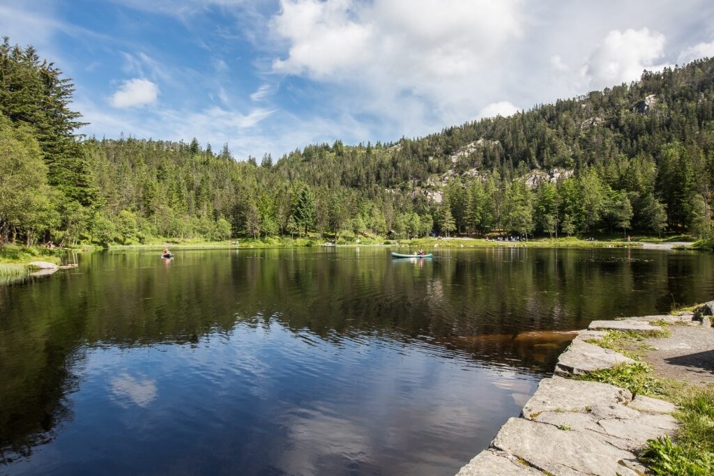 Clear waters of Lake Skomakerdiket in Mount Floyen, Bergen