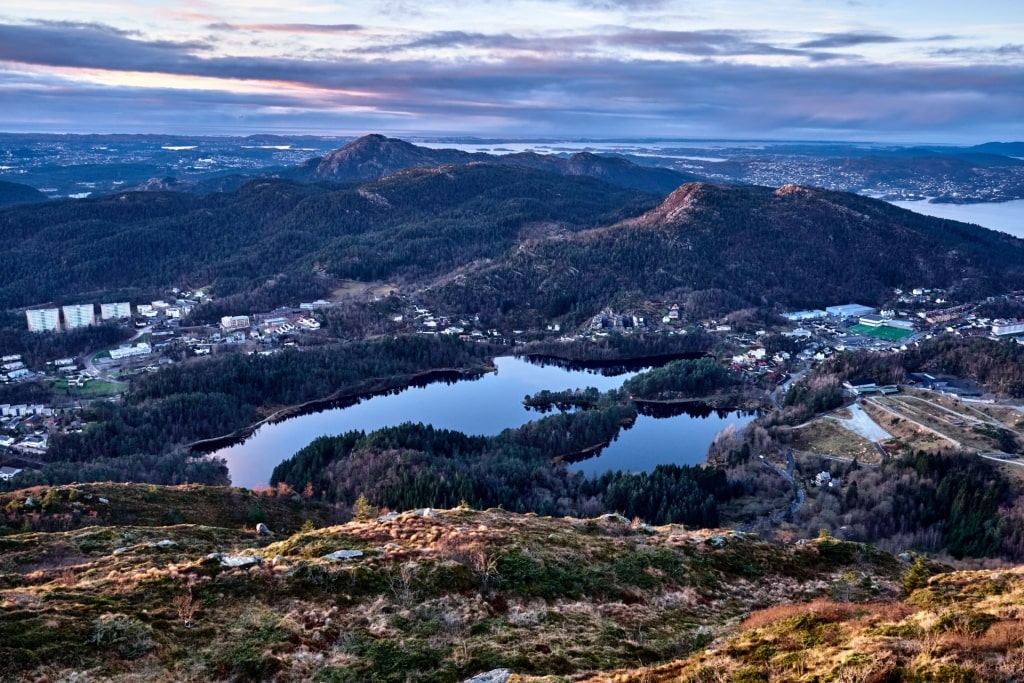 Picturesque view of Mount Løvstakken, Bergen