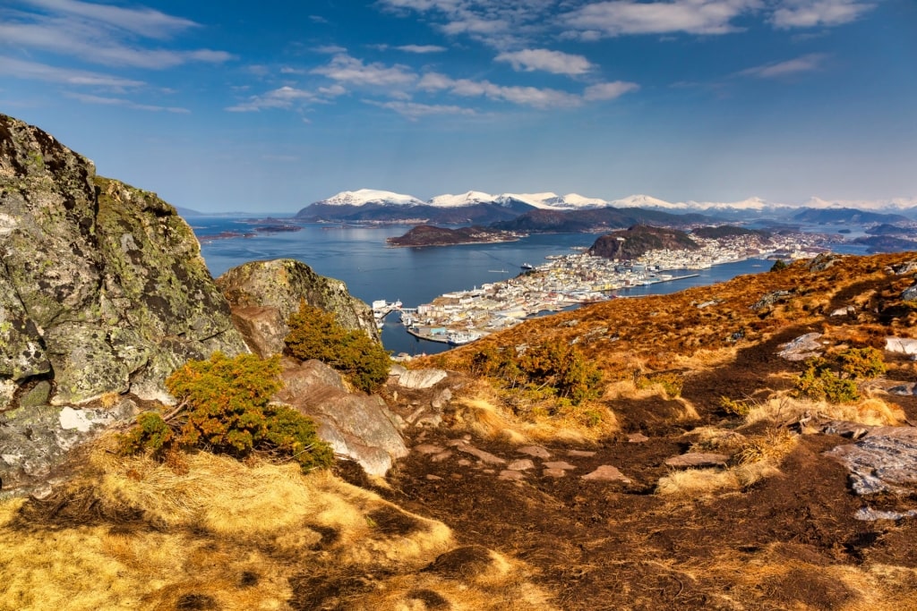 Beautiful landscape of Sukkertoppen Mountain, Alesund