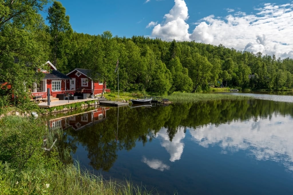 Calm water of Trollvatnet Lake