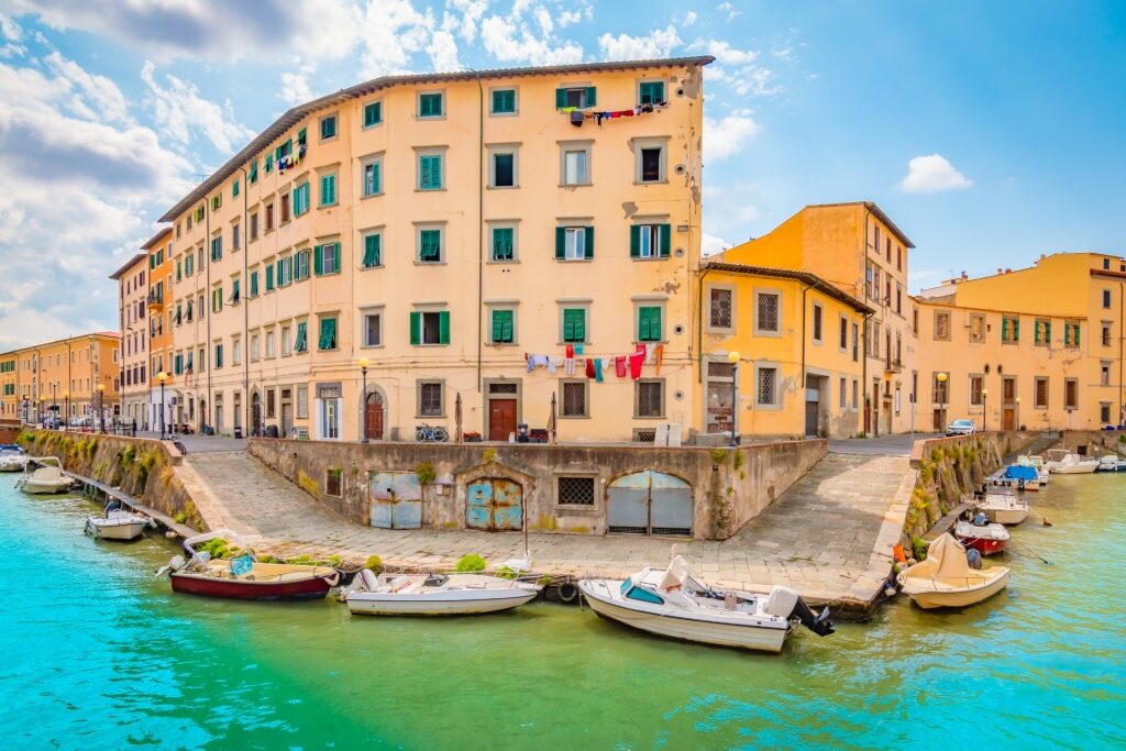 Colorful waterfront of Venezia Nuova Livorno Italy