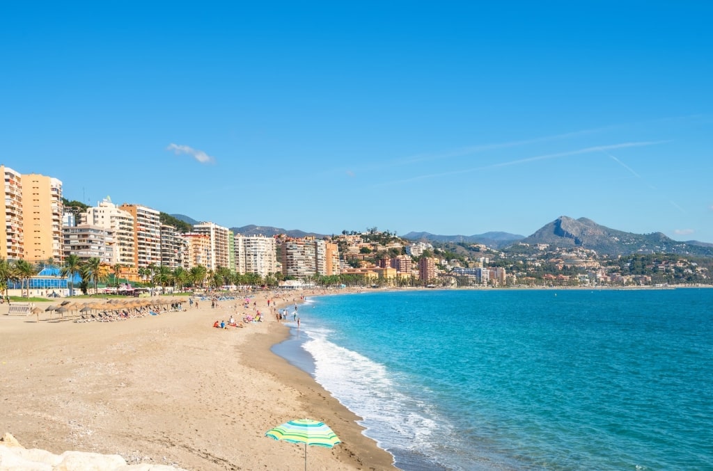 Long stretch of sand of Playa de la Malagueta