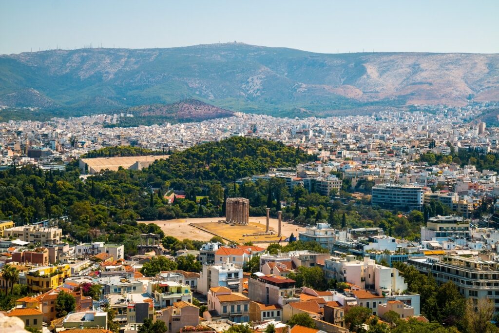 Mount Hymettus with view of Athens