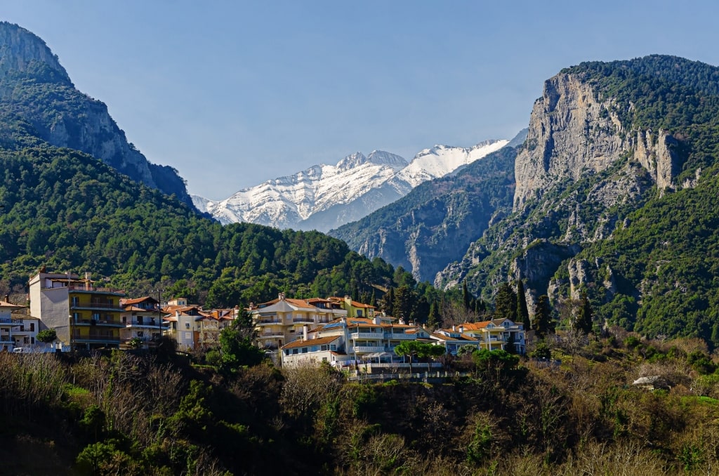 Beautiful landscape of Litochoro village, Thessaloniki