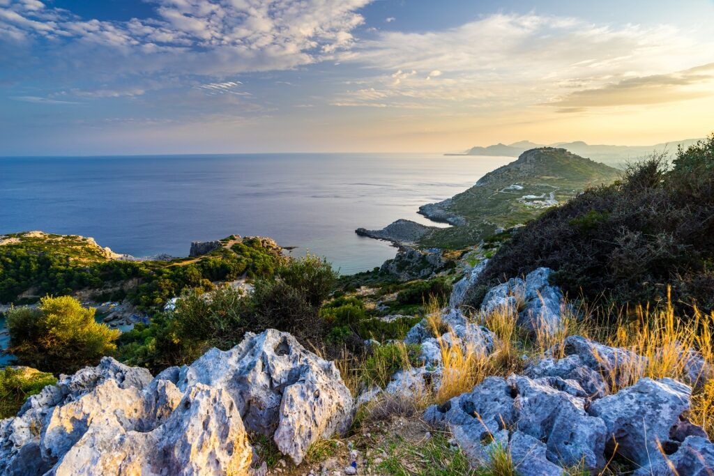 View from Profitis Ilias, Rhodes at sunset