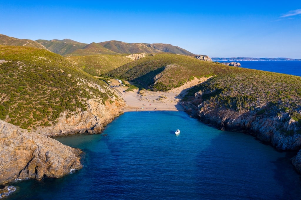 Scenic landscape of Cala Domestica Beach