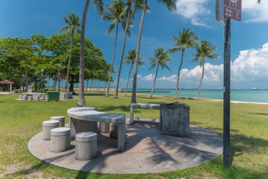 Tables lined up in East Coast Beach