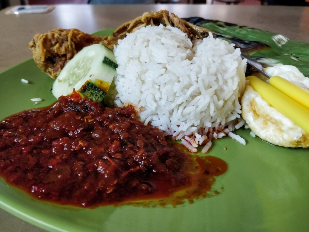 Savory Nasi Lemak on a plate