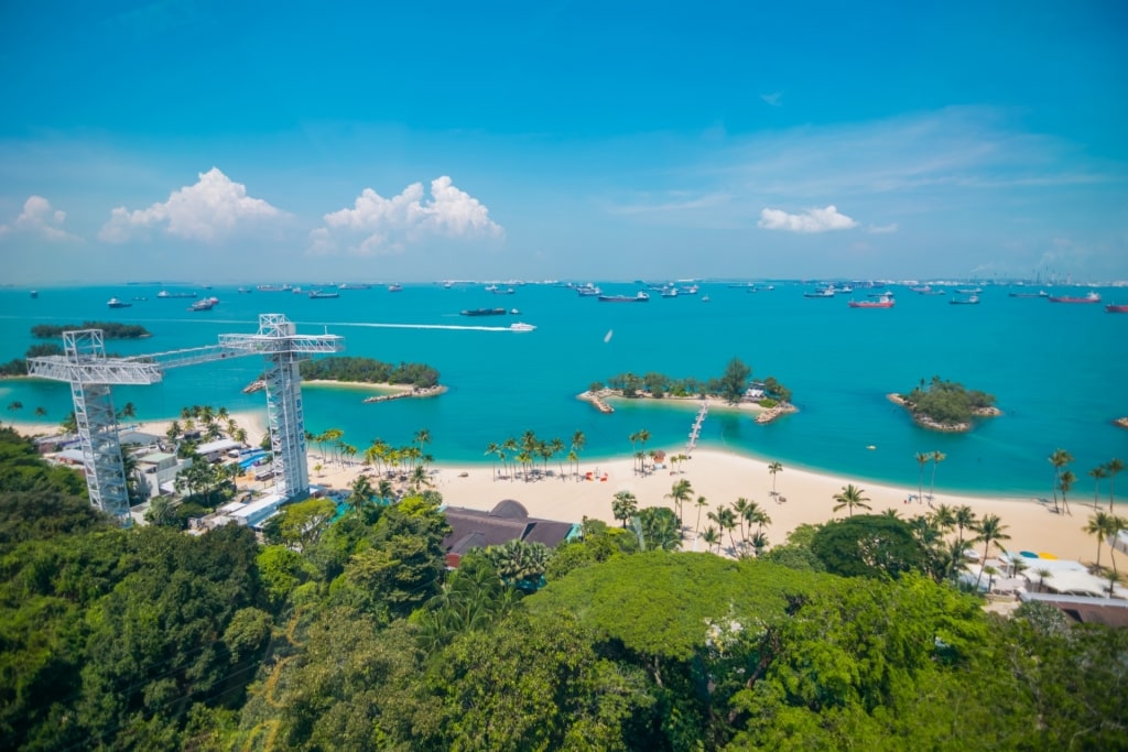 Aerial view of Siloso Beach