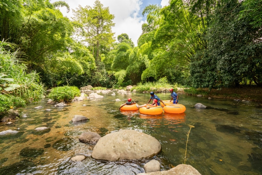 People river tubing in Grenada