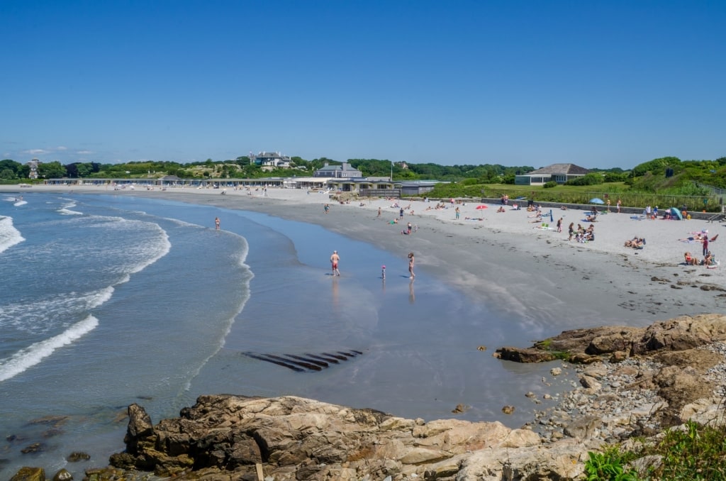 People relaxing on the private Bailey’s Beach