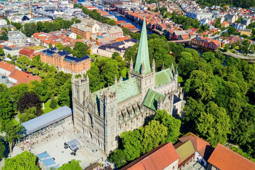 Aerial view of Nidaros Cathedral, Trondheim