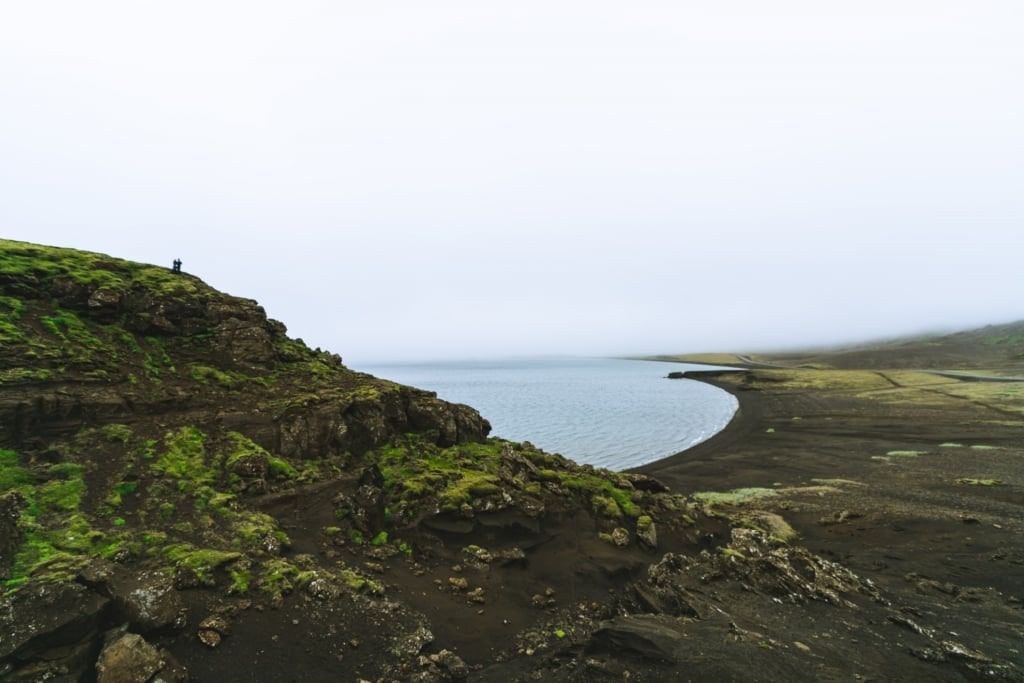 Foggy landscape of Lake Kleifarvatn