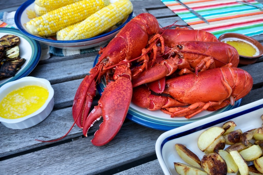 Steamed lobster on a plate