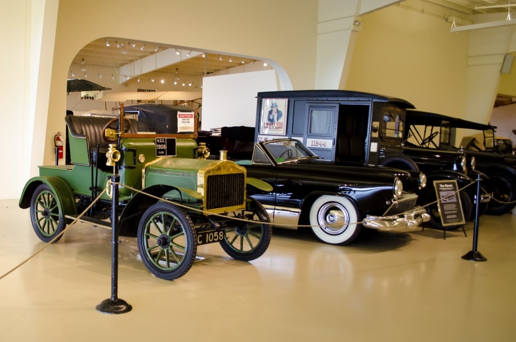 Cars inside the Owl’s Head Transportation Museum