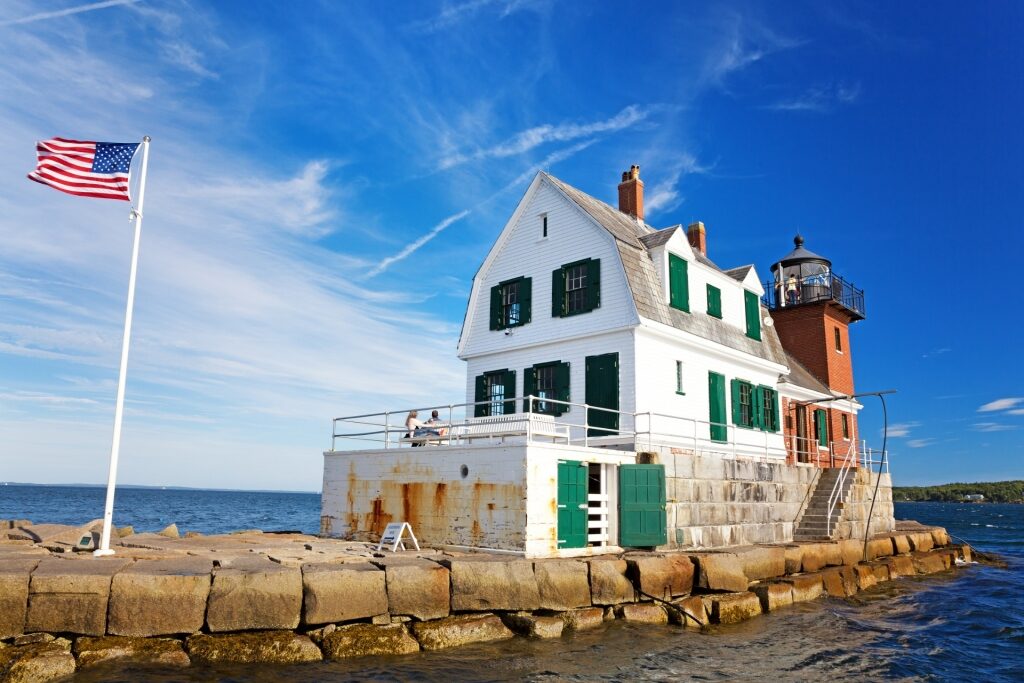Visit the Rockland Breakwater Lighthouse, one of the best things to do in Rockland Maine