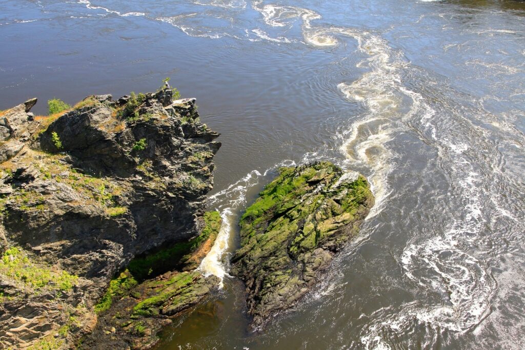 View of the water of Reversing Falls Rapids