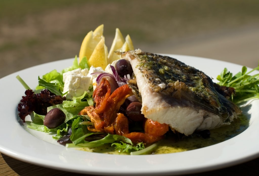 Plate of steamed Barramundi