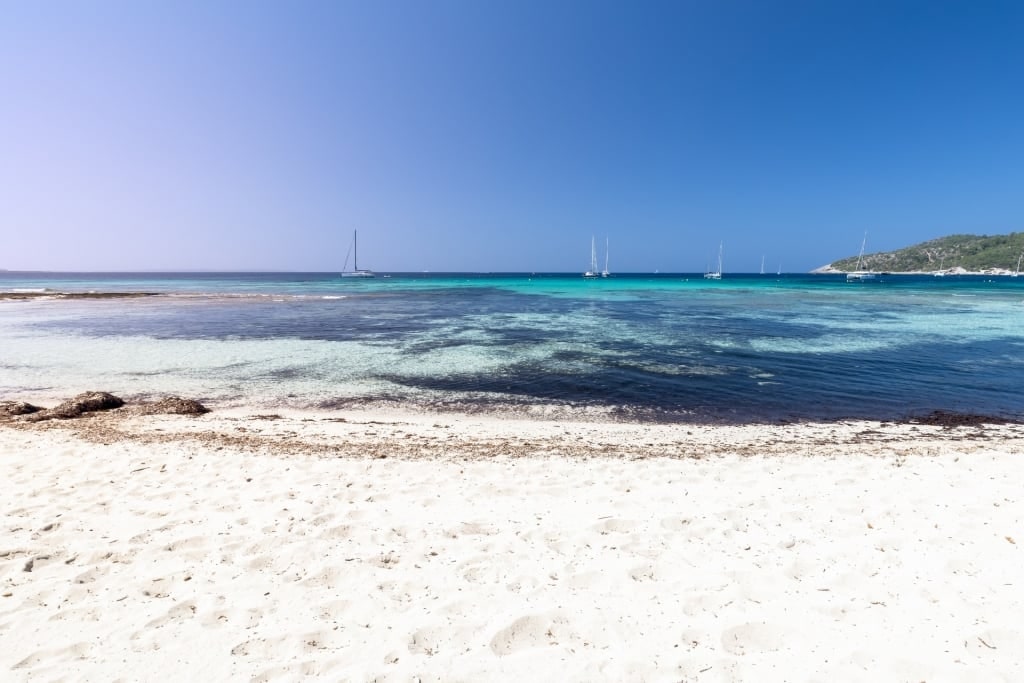 White sand beach of Ses Salines Beach