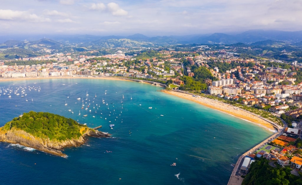 Aerial view of La Concha Beach, San Sebastian