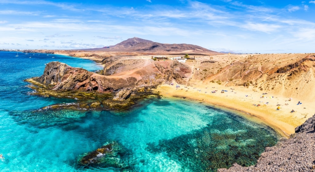 Cliffside view of Playa de Papagayo, Lanzarote