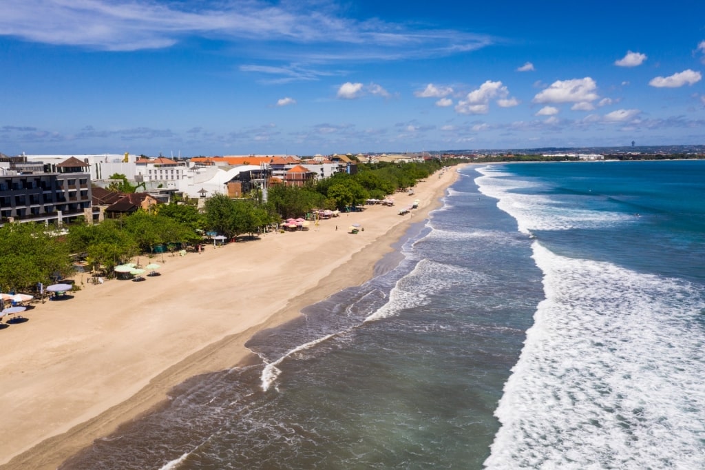 Aerial view of Kuta Beach in Bali, Indonesia