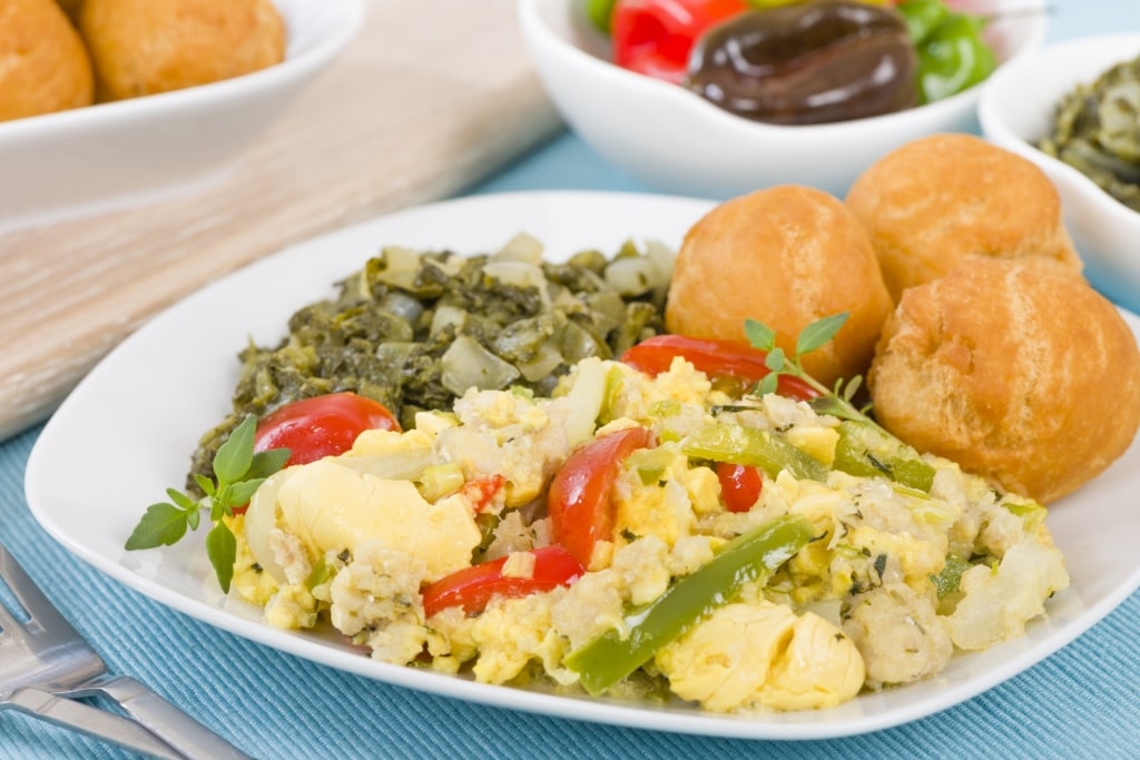 Bowl of Ackee and saltfish