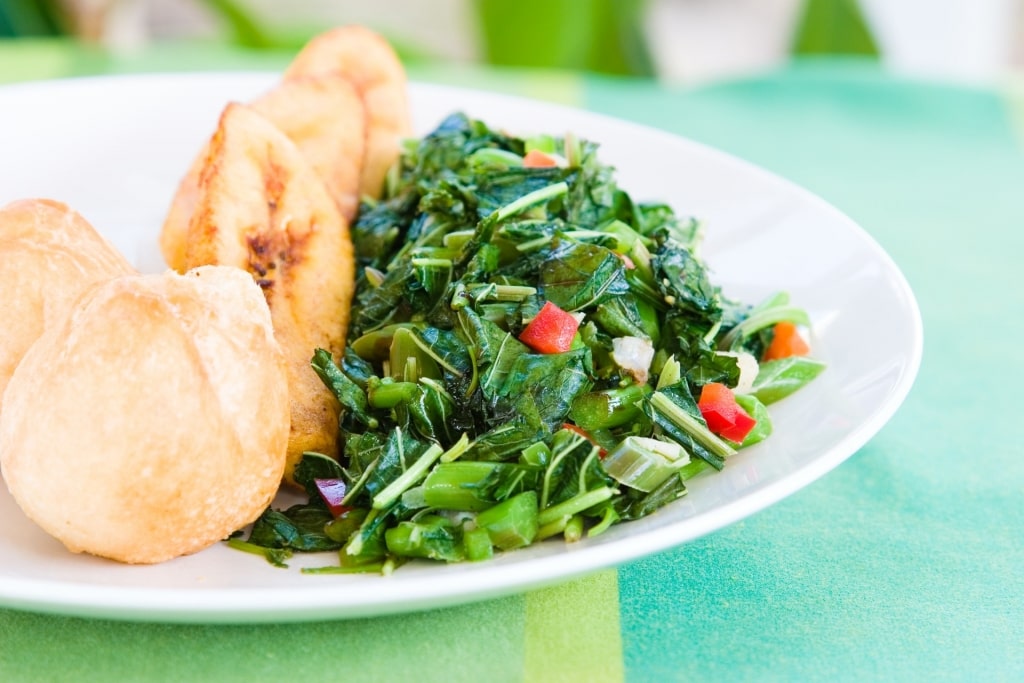 Green plate of callaloo