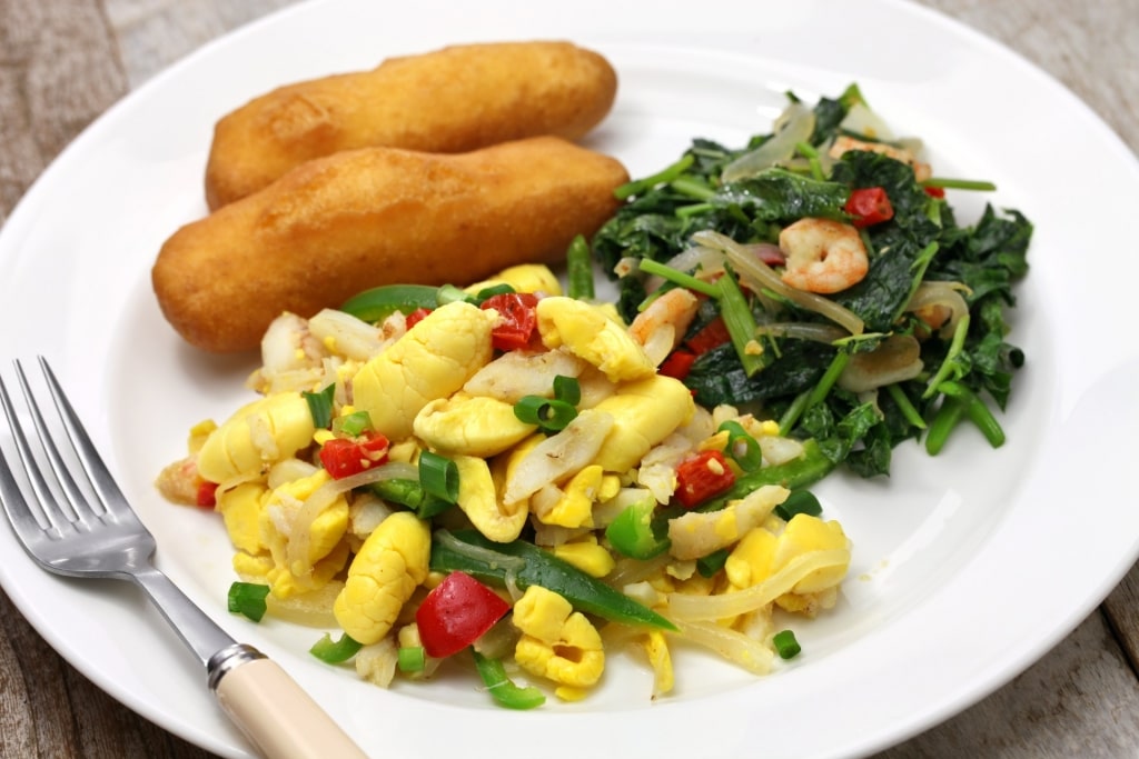 Callaloo with ackee and saltfish