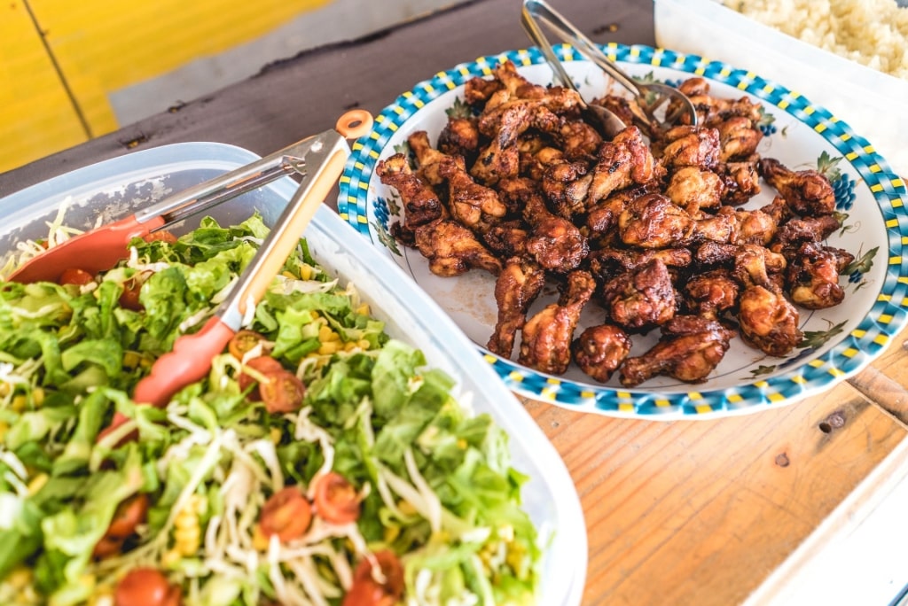 Plate of Jerk chicken