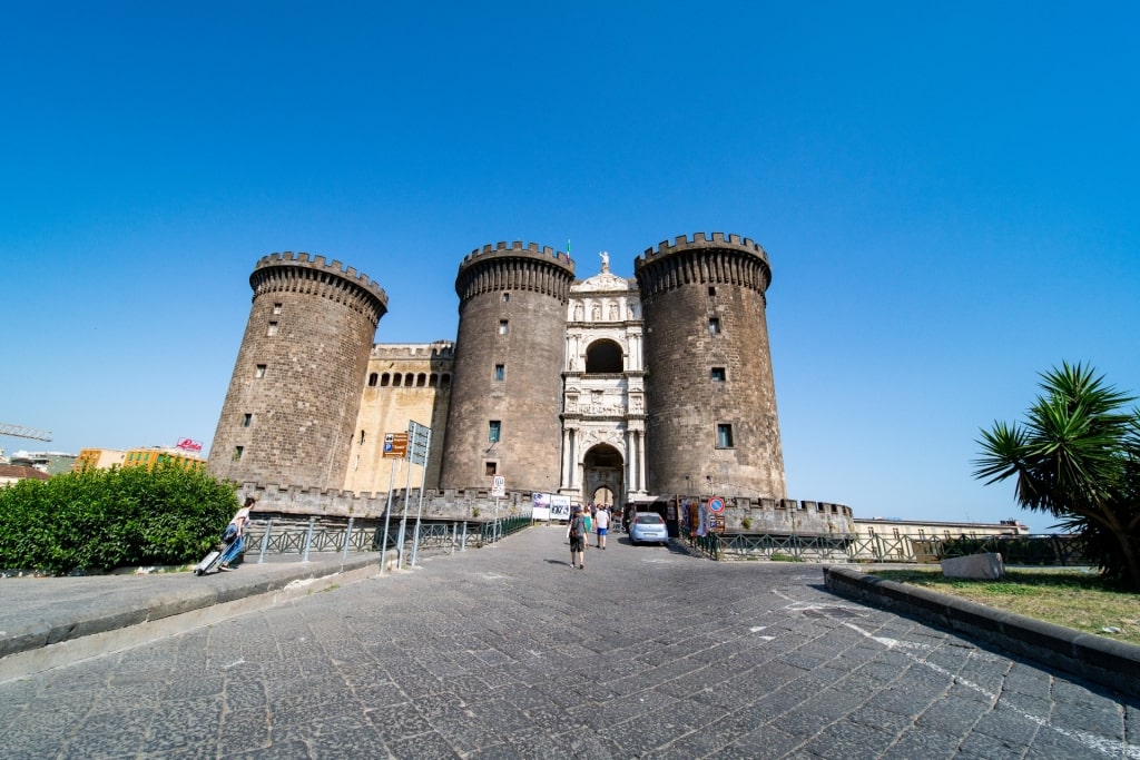 Street view of Castel Nuovo, Naples