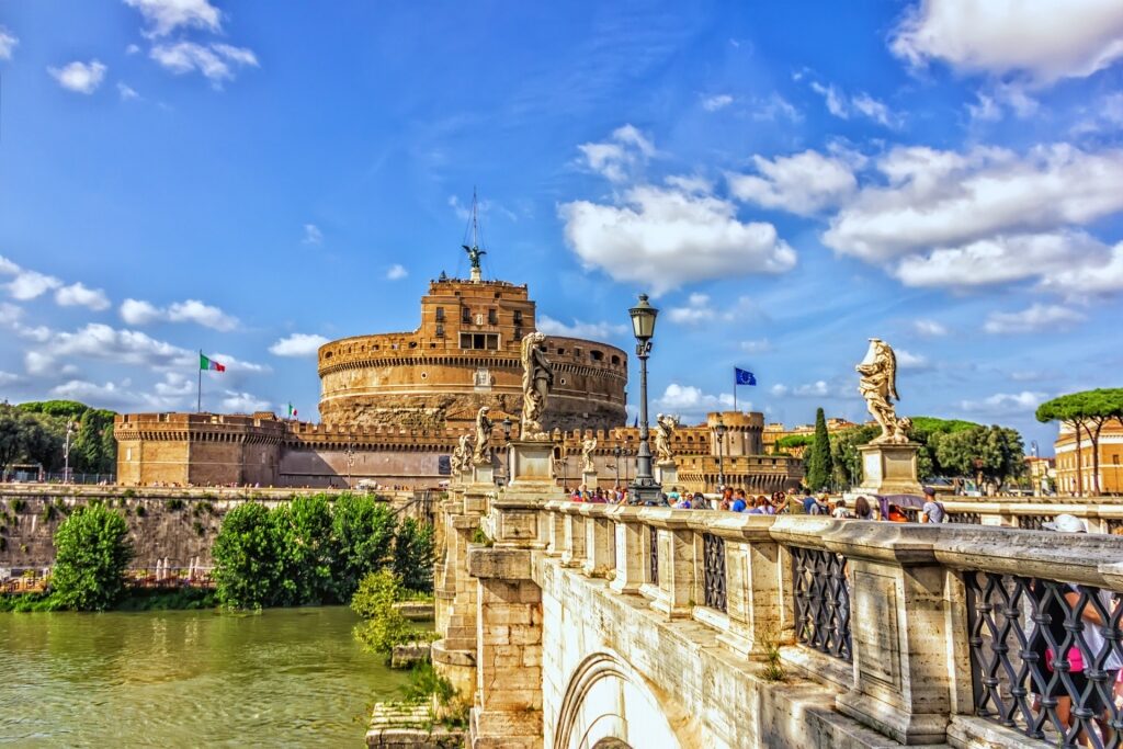 View of the castle with St. Angelo Bridge, Rome
