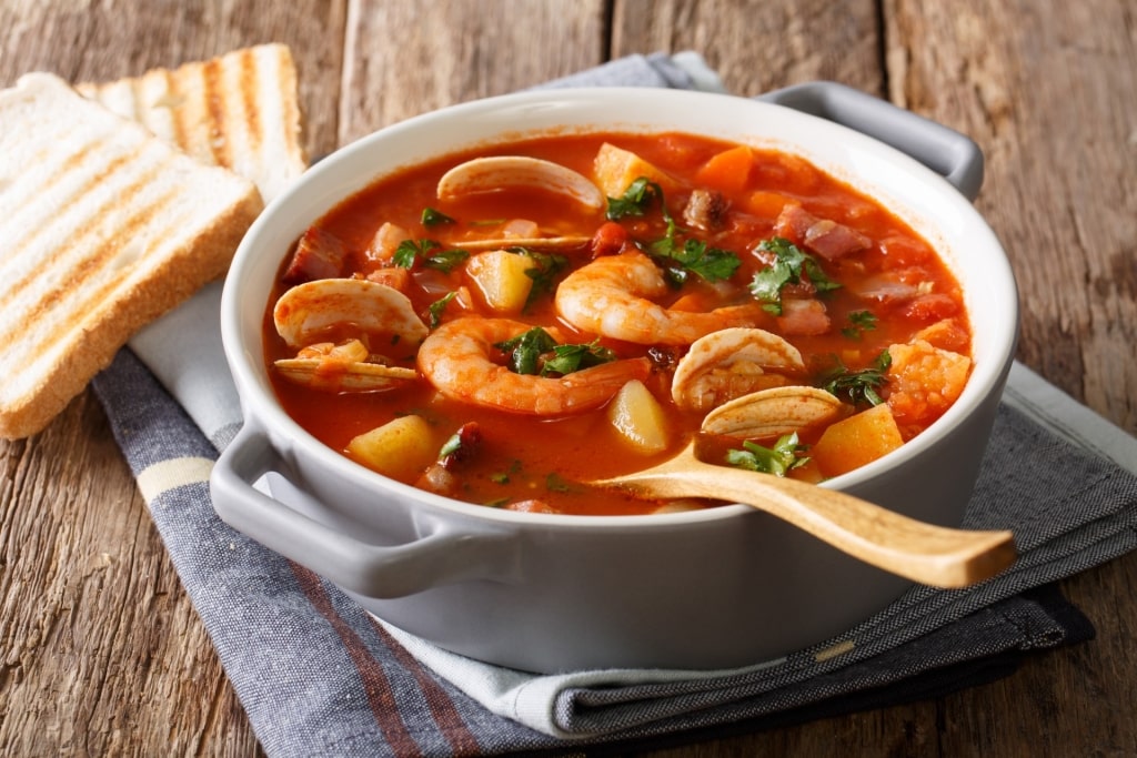 Bowl of warm Sopa mariscos