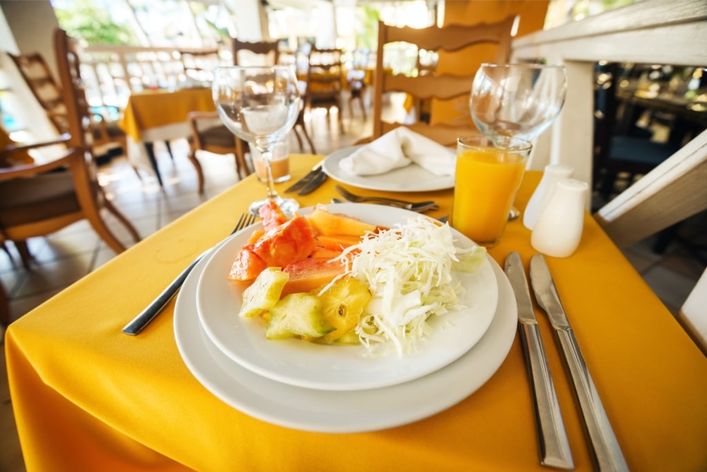 View inside a restaurant in the Dominican Republic
