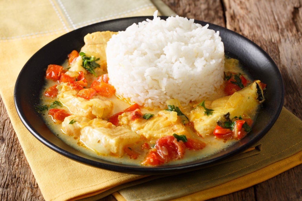 Delicious pescado con coco with rice